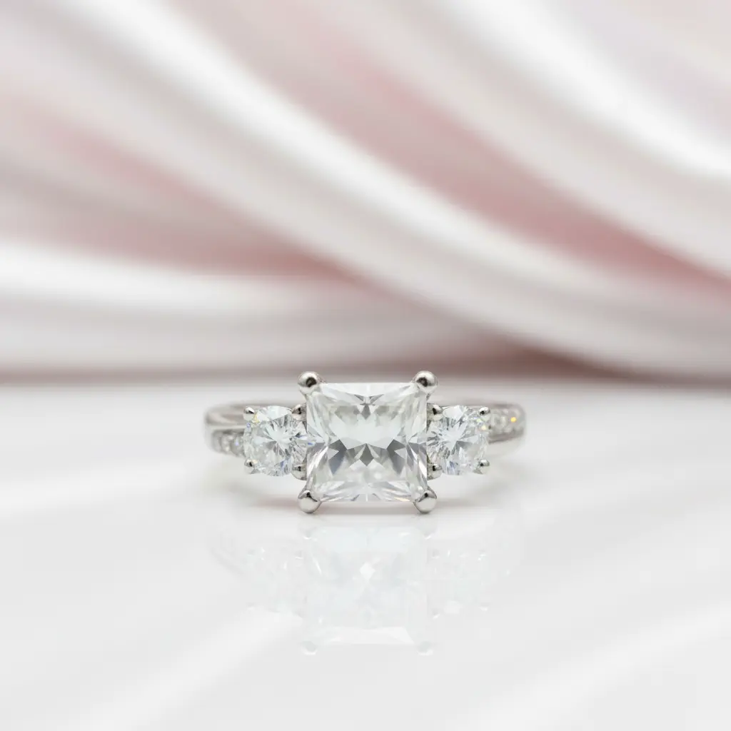 18k Princess Cut Diamond Option Twist Engagement Ring