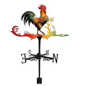 Colorful Rooster Wind Vane Outdoor Iron Garden Decor, Rotating Wind Direction Sign, Independence Day, Christmas Gift, Lawn Decoration