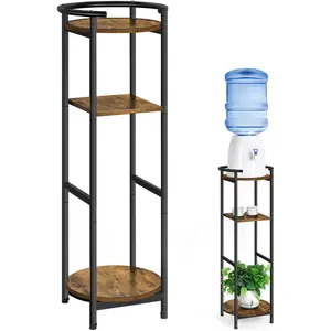 5 Gallon Water Dispenser Jug Stand 3-Tier Drink Beverage Dispenser Holder with Storage Shelf, 36.5'' Tall Water Stand for 1-5 Gallon Water Bottles/Crocks, Water Jug, , Rustic Brown & Black