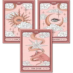 3Pcs Pink Tarot Diamond Painting Kits for Adults,5D Diamond Painting Art Kits Round Diamond Dot Full Drill Diamonds Crafts for Wall Decor&Gift Embroidery Design Embroidery Set Planet