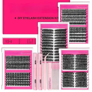 MilyBest 4 Styles Lash Clusters Kit 864Pcs Soft Cluster Lashes Eyelash Clusters Lash Kit Volume Lashes Clusters D Curl DIY Individual False Eyelashes with 2 Bond&Seal Wispy Bulk Cluster Eyelash Extensions Kit De Pestañas Eyelash Set