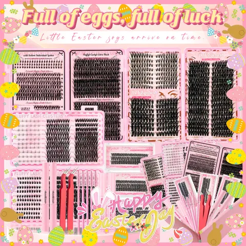 SOSIAY CICI Volumized False Eyelashes Kit - 2080Pcs 6-Style D Curl Waterproof Individual Lashes, Beginner-Friendly DIY At Home Set with Natural, Volume, Manga, Cat, Fairy & Bottom Lashes, Soft Easy-Apply Daily Cosmetic