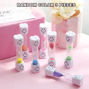 3-Pack Toothbrush Timer Sandglass, Colorful Fun Face Design, Mini Kitchen Timer for Brushing, Cooking, Gaming, School, Office, Portable, Kitchen Gadgets, Home