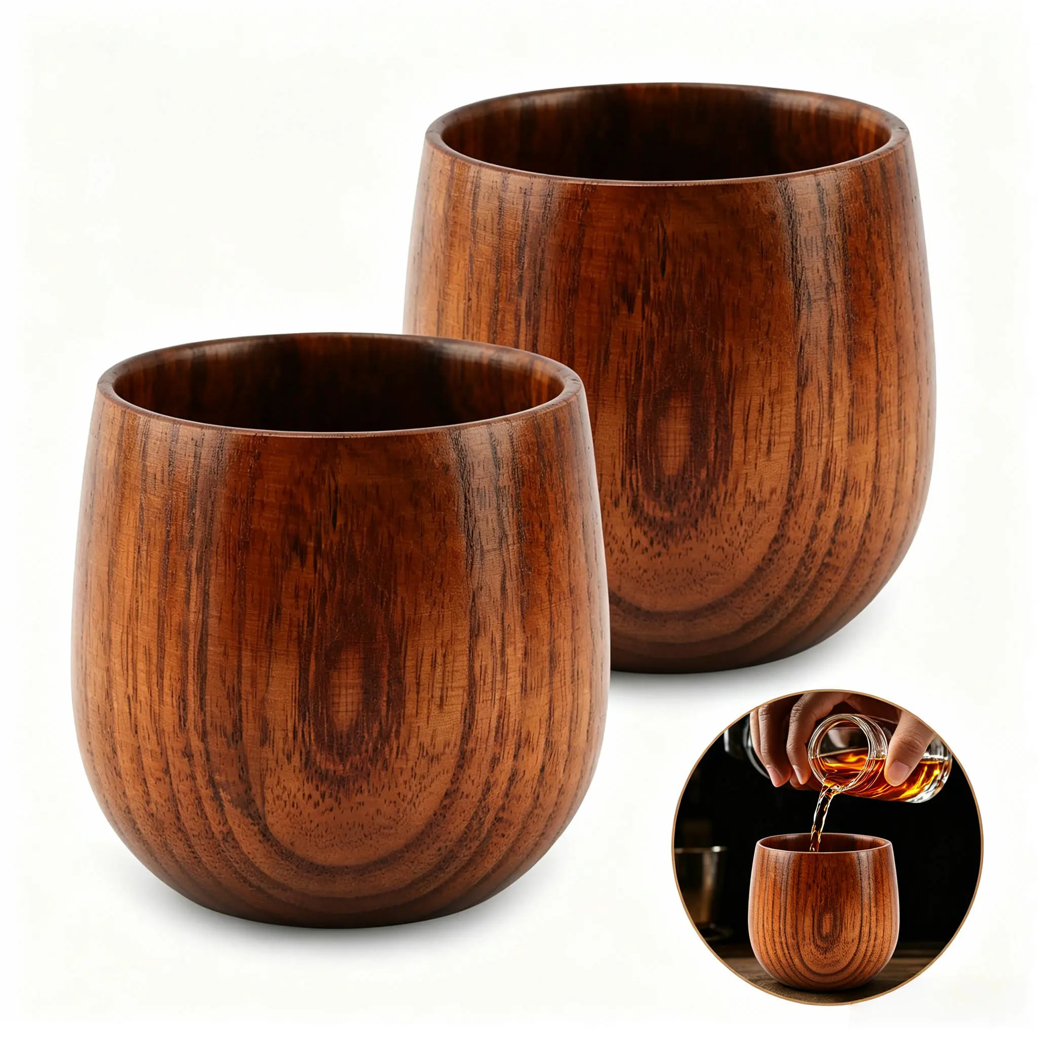 【Buy 1 Get 1 Free】Wooden Whiskey & Bourbon Drinking Glass Tumbler Cup, Unbreakable Bourbon Drinking Glass Whiskey Tumbler, Old Fashioned Glass for Men, Dad, Husband, Groomsmen Gifts, Dad’s Birthday & Retirement Gift