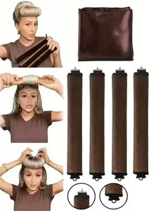 Hair Rollers Set, Satin Heatless Curling Kit, High Resilience Rubber, Soft & Durable, Perfect for Sleeping, Home Use, Heatless Hair Curlers，Kim Kardashian bun