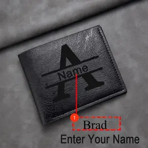 Custom Engraved Men's Wallet - Personalized Letter & Name Design - Faux Leather - Casual Style - Perfect Gift for Dad, Boyfriend, or Friend