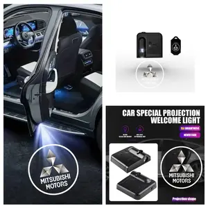 4-Pack Mitsubishi Logo Car Door LED Welcome Projector Lights, Compatible with Mitsubishi Lancer/Eclipse/Outlander Series Vehicles, Peel-and-Stick Non-Destructive Drill-Free Waterproof Courtesy Lights