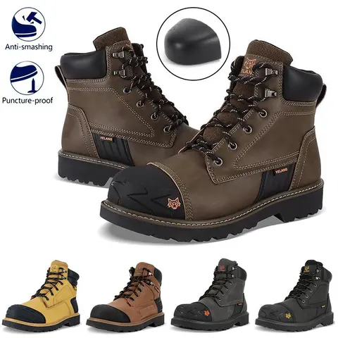 Men's Closed Steel Toe Work Protective Shoes - Enhanced Protection Tough Shoes for Tough Jobs | Industrial Construction Puncture-Resistant Heavy Duty Contractor Safety Footwear