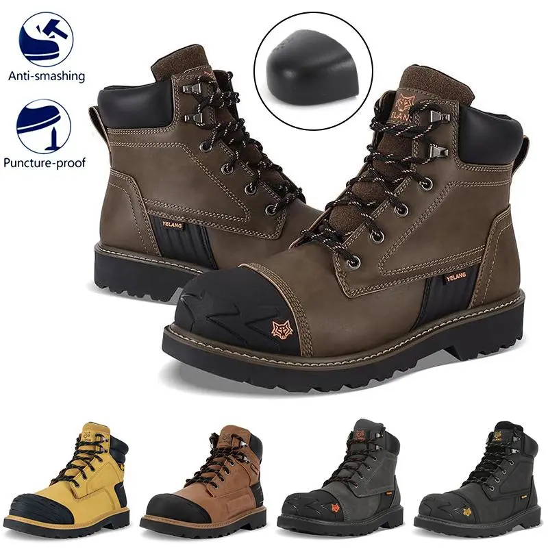 Men's Closed Steel Toe Work Protective Safety Boot - Slip-Resistant, Puncture-Proof Utility Shoe for Industrial Construction, Outdoor Work, Work Protective Shoes