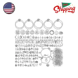 469 Pcs Bangles Bracelet Making Kit Link Chain Bracelet Charms with OT Toggle Clasp DIY