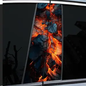 2 very beautiful and interesting car middle pillar stickers, with personal creativity, B pillar protective film, flame stone seam cool pattern design car stickers, suitable for cars