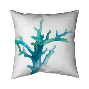 Begin Home Decor 5542-2020-CO54 20 x 20 in. Watercolor Sea Coral - Blue Coastal Outdoor Throw Pillow
