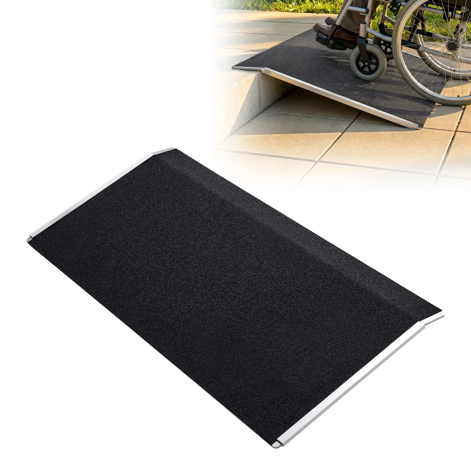 【summerfinds】VEVOR Threshold Ramp for Doorways, 31.9 x 15.4 in, Platform Aluminum Wheelchair Ramp, Non-Slip Door Threshold Ramps, 400 lbs Load Capacity, for Home Steps, Curbs, Wheelchairs, Walkers, Scooter, Carts