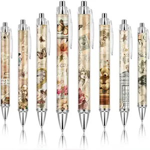 8 Pcs Ballpoint Pens for Women, Cute Ink Fancy Pens, Fine Point Smooth Writing, Ideal for Students, Classroom & Office Supplies