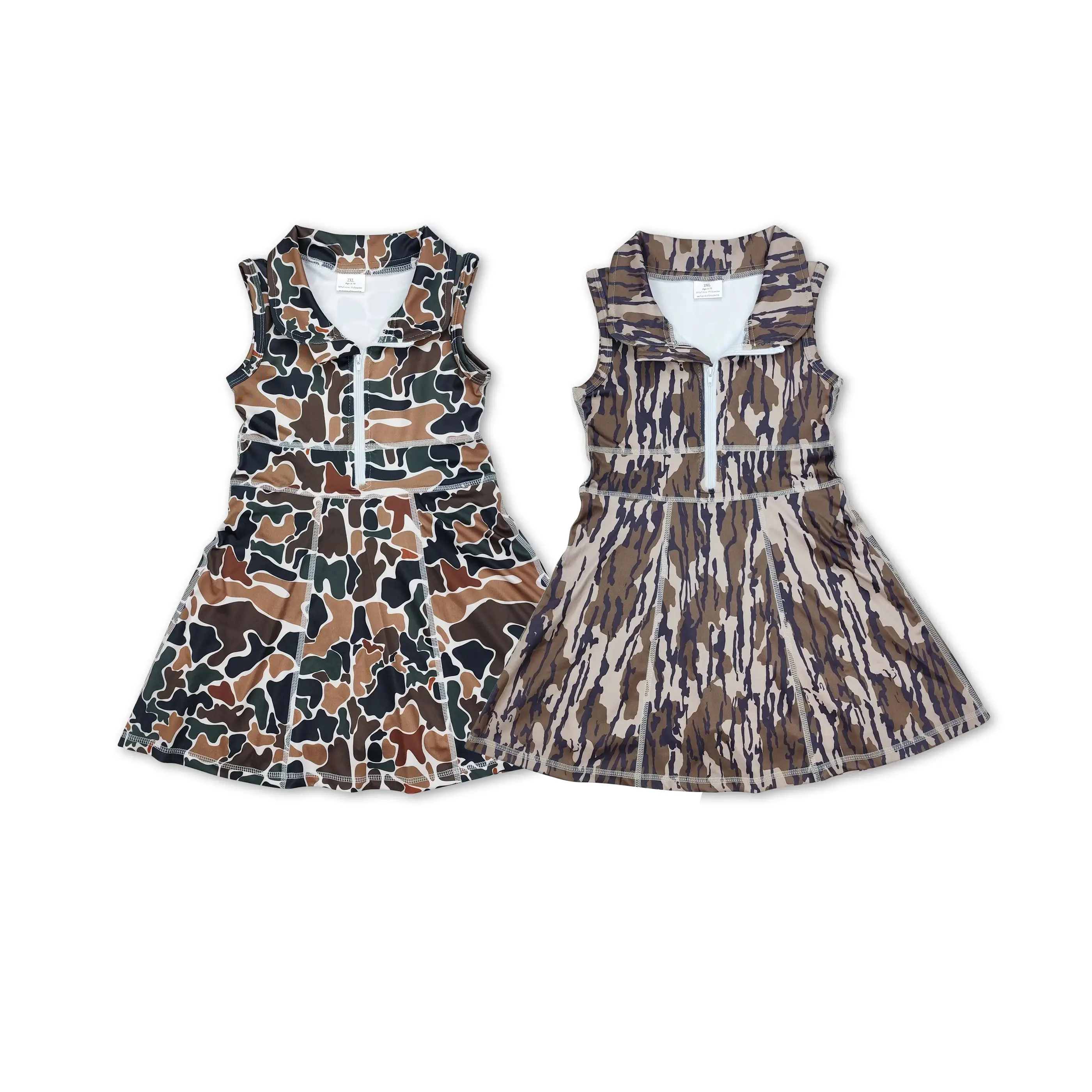 Girls Camo Old School Sleeveless Dress (Bottomland or Green Camo)