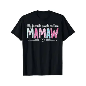 Women's Casual Graphic T-Shirt, Favorite People Call Me Mamaw Cotton Short Sleeve Round Neck Top, Fun Comfy Gift for Grandma