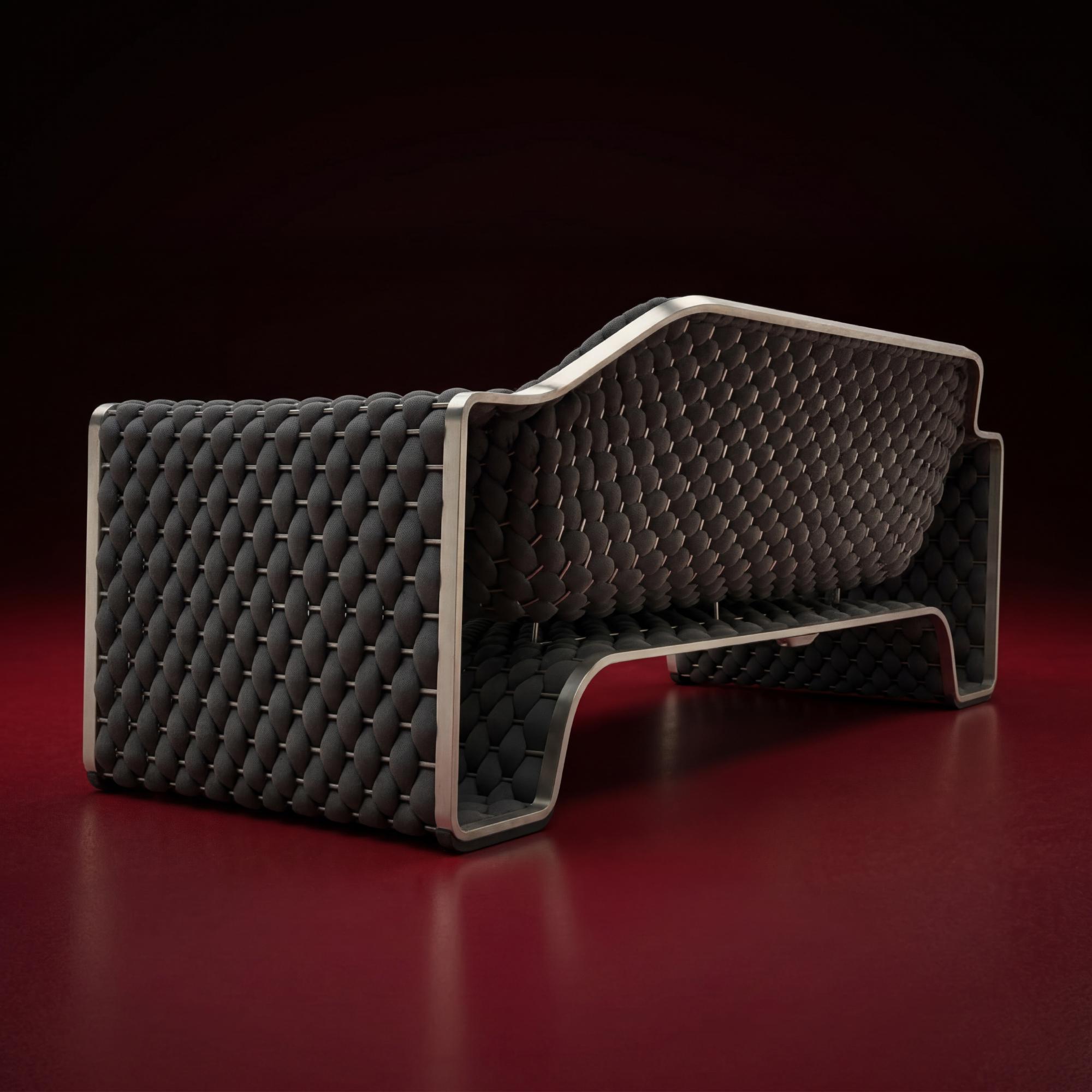 【Summerfinds】OVIOS × Studio F.A. Porsche Designer Outdoor Sofa Collection, 4-Piece Luxury Patio Furniture Set with Coffee Table, Masterfully Hand-Woven Craftsmanship, Aviation-Inspired Aluminum Frame for Villa Terrace & Luxury Backyard