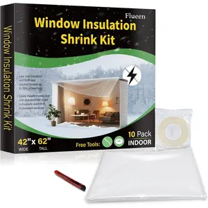 Window Insulation Kit for Winter,Plastic Shrink Film Indoor Thermal Seal to Block Drafts, Cold Air for Windows and Patio Doors，10-Pack（42"W x 62"T）