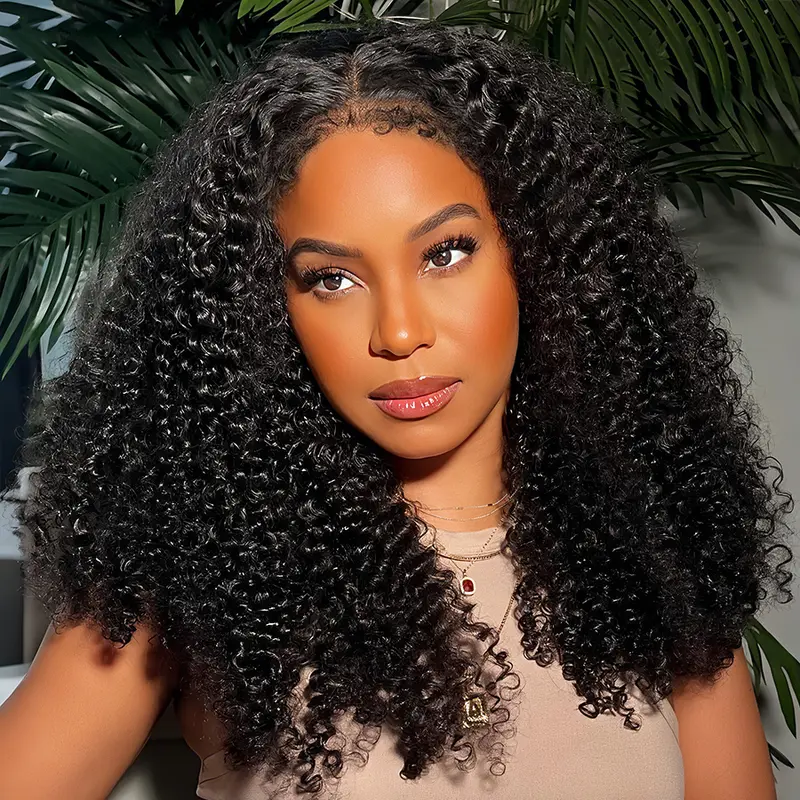Pizazz Hair 280% density 4C Edge Curly Bob Wigs Human Hair 8x5 HD Lace Front Wig With Super Natural Hairline,Pre bleached Knots Human Hair Wig Hyperrealism Wig