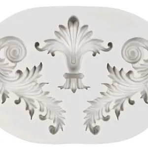 Baroque Style Curlicues Scroll Lace Fondant Silicone Mold Filigree Mold 3D Sculpted Flower Cake Molds For Cake Decoration Cupcake Topper Chocolate Candy Polymer Clay Gum Paste Set of 7