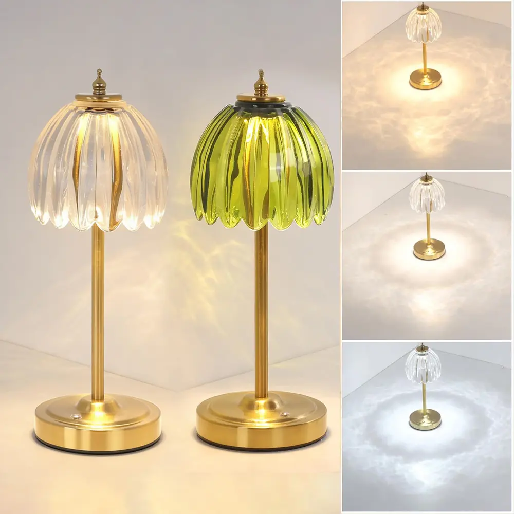 Tulip Table Lamp with 5000mAh Battery & Touch Control, Cordless Small Table Lamp, Dimmable Rechargeable Table Lamps for Living Room, Bedroom, Desk, Bedside