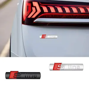 3D Metal Car S LINE Emblem Sticker Badge Decal Decoration For Audi Sline S7 S6 SQ5 SQ7 A3 A4 A5 A6 A7 A8L Q3 Q4 Q5 Q6 Q7 Q8 TT Vehicle Exterior Decoration