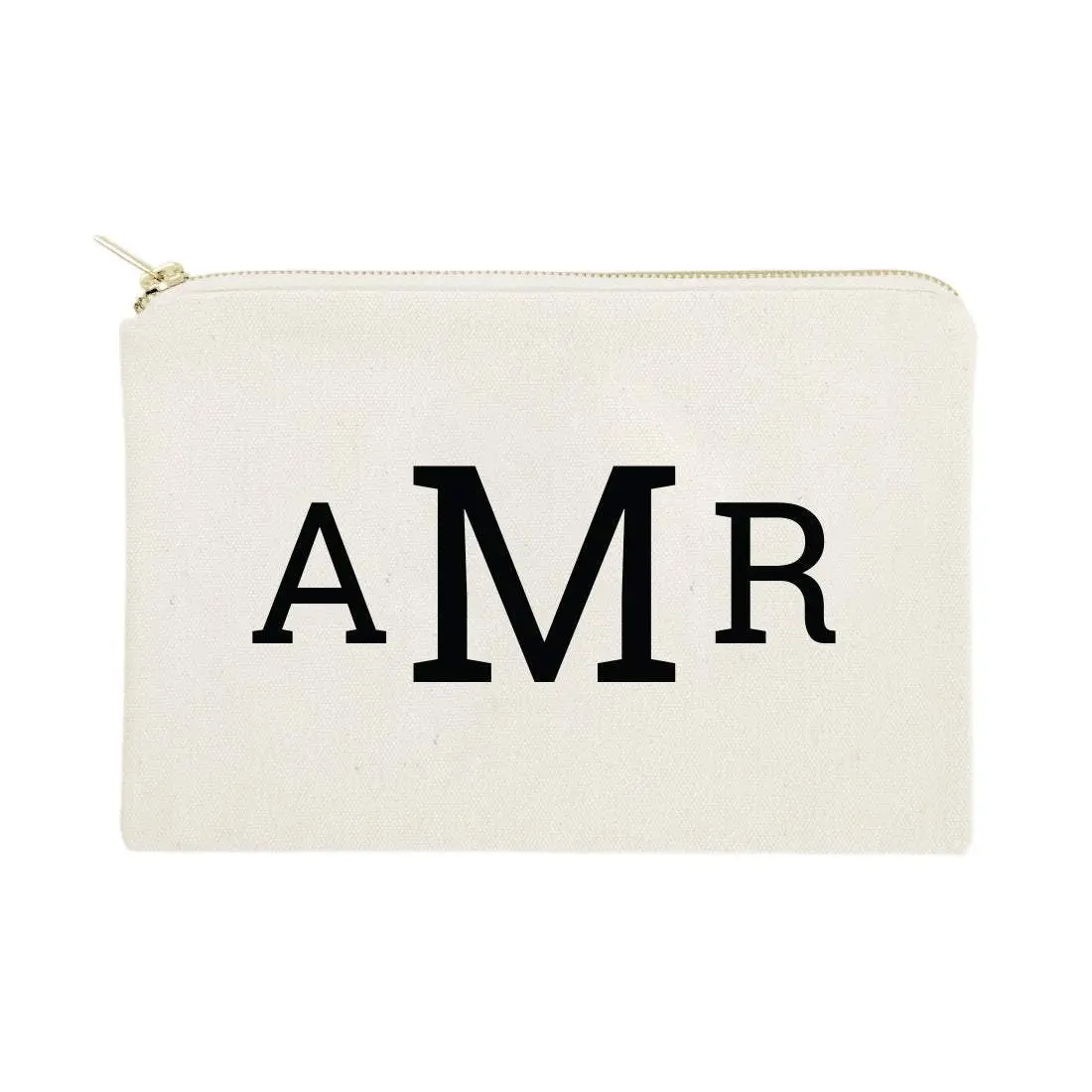 Personalized Triple Modern Monogram Cosmetic Bag and Travel Make Up Pouch