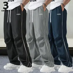 Men‘s Loose Sports Pants Men Trousers Grey Side Stripeswith Gold Accent Stripe Comfortable DesignAthleisure Style Bottoms Athletic Bottoms Gymwear streetwear fall outfits outfits men gym athletic clothes
