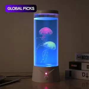 Portable Mini Round Jellyfish Lamp, Adjustable Atmosphere Light, 7 Color Changing Jellyfish Lava Lamp for Summer, Universal Desk Jellyfish Fish Tank Shaped Ambient Light, Jellyfish Mood Lamp for home & office decor, Gift for Friend Lovers #GLOBAL PICKS