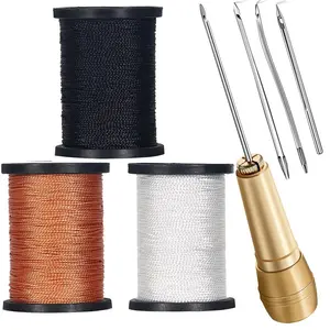 Heavy Duty Nylon Thread & Sewing Awl Kit (3 Rolls) - Upholstery, Leather Products Repair Sewing Tools for Shoes, Sofa, DIY Crafts