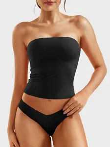 Women's Sexy Strapless Tube Top, Solid Color, Stretchy Crop Top, Slim Fit, Breathable Fabric, All-Season Fashion Essential