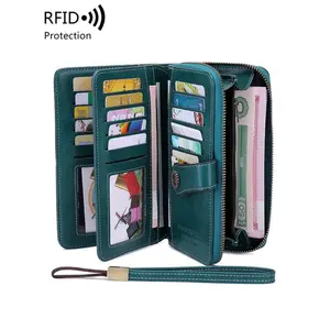 Women's Vintage PU Leather Long Wallet with Wristband, Multi-card Slot Long Clutch Purse with Flower Buckle, RFID Blocking Long Wallet for Daily Use, stylish wallet, Christmas Gift, Valentine's Day Gift, Ideal Gift