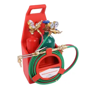 Medium Duty Oxygen and Acetylene Torch KIt for Cutting, Long Pipe Brass Nozzle Welding Torch Kit with Gauge Oxygen Acetylene, Brass Nozzle Welding Cutting Torch Kit Soldering Equipment