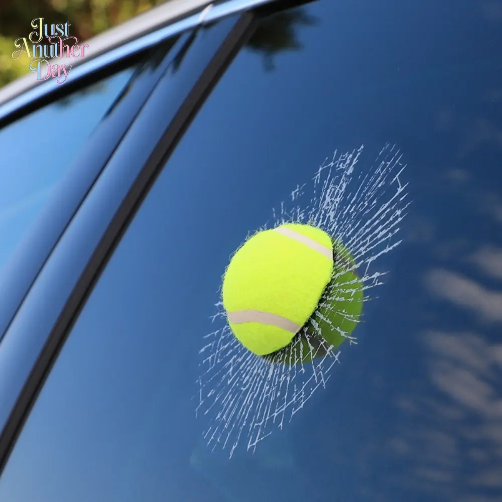 Car 3D three-dimensional elf ball car sticker, car window funny creative decorative sticker, tennis glass modified car sticker