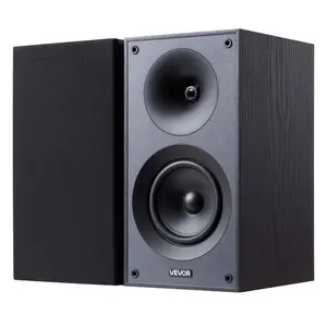 fathersdaygift VEVOR Passive Bookshelf Speaker, 300W, Book Shelf Stereo Speakers with 5.25-Inch Woofer and 1-Inch Tweeter, Detachable Grille, 65Hz-20KHz Frequency Response, Wooden Enclosure, for Home Theater (1 Pair)