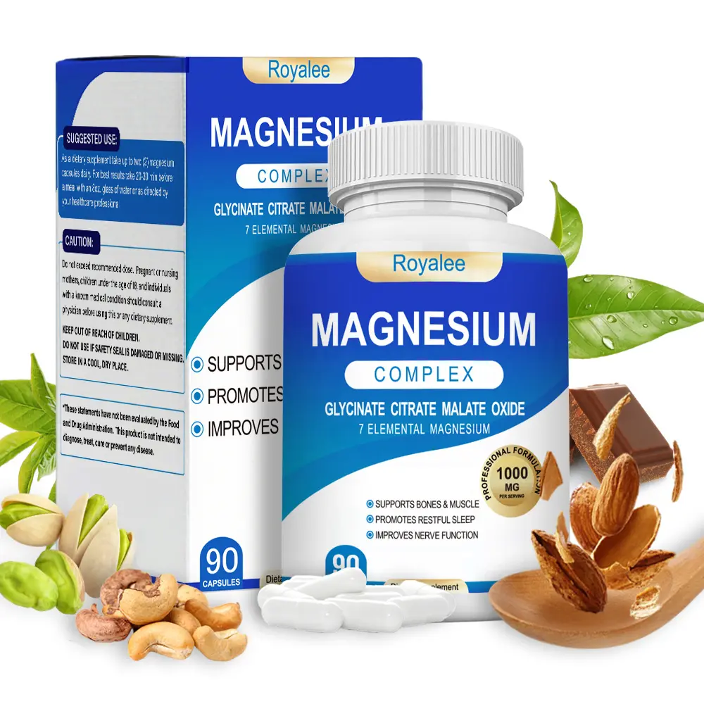 Magnesium complex 1000mg Royalee Magnesium cirate magnesium for sleep magnesium glycinate magnesium supplement magnesium complex benefits for woman magnesium benefits for man cápsulas de magnesio