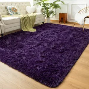YJ.GWL Area Rug for Living Room,  Purple Soft Fluffy Indoor Plush Throw Rugs,4 x 6 Ft,5 x 8 Ft