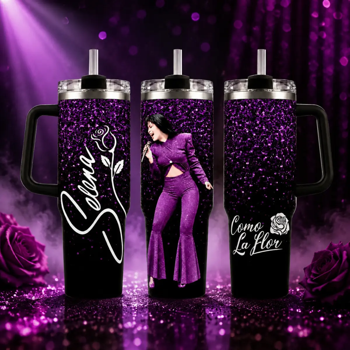 40oz Selena 30th Anniversary Memorial Tumbler - Explosion-Proof, Heat-Resistant, Leak-Proof Modern Print Tejano Queen Tribute Drinkware Gift for Music Fans (No Straw Included)