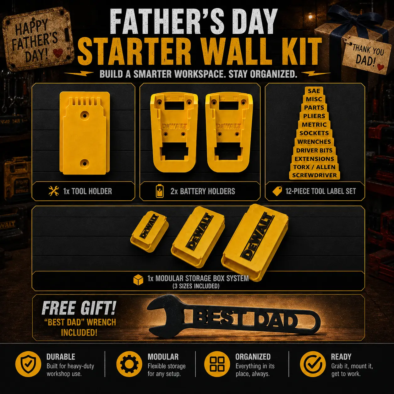 DeWalt Battery Holder Wall Mount Kit | Tool Organizer System