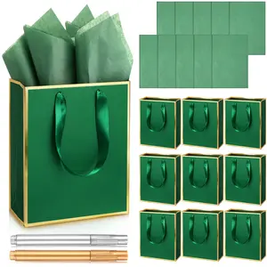10 Pcs Graduation Goodie Bags Wedding Metallic Paper Gift Bags with Handles Tissue Paper Thank You 5 Senses Gift Bags for Holiday Galentine Baby Shower Wedding Bridal Shower End of Year Party Favor Supplies