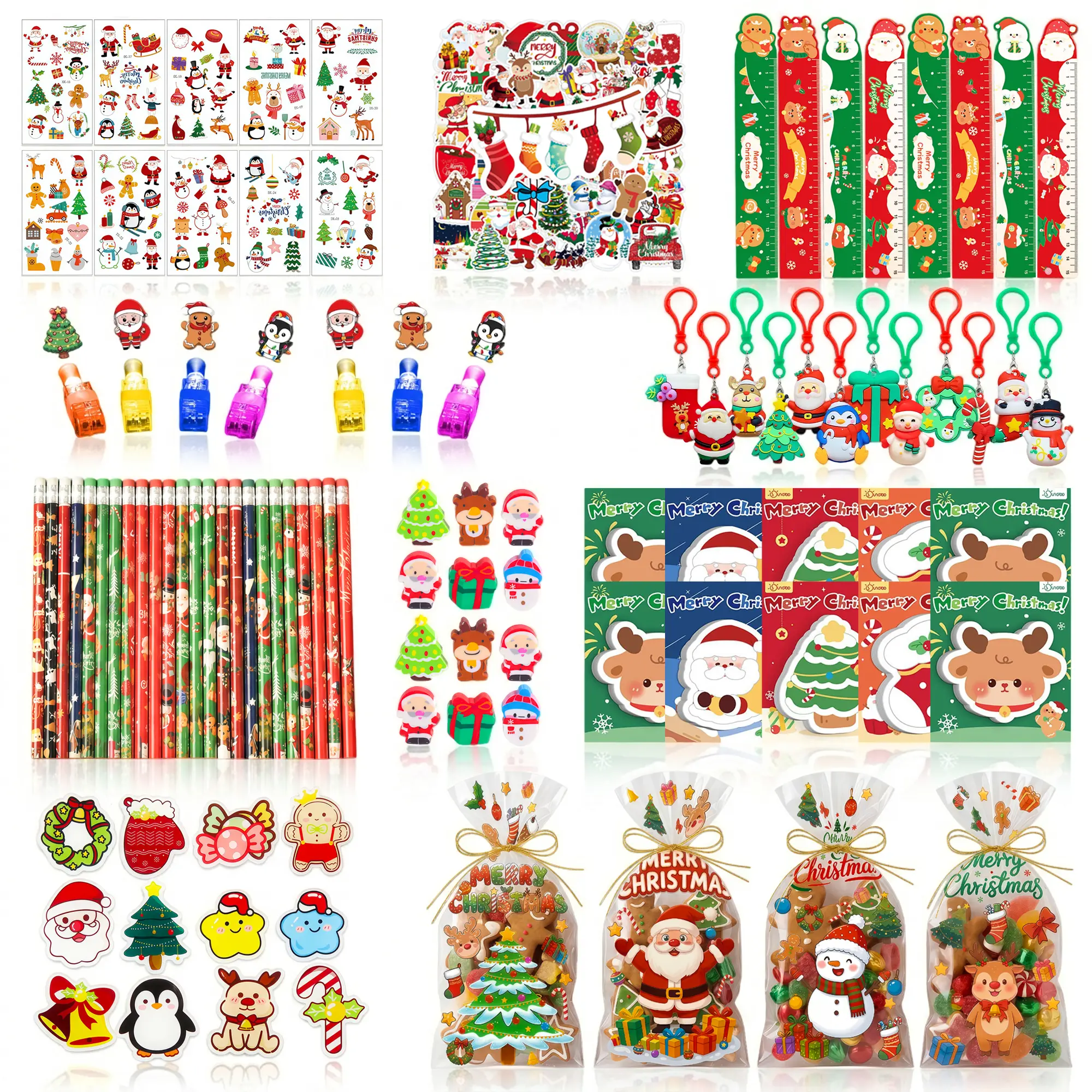 158 PCS Kids Christmas Party Favor Set for Kids | Bulk Xmas Stickers, Pencils, Xmas Goodie Bag for Classroom Holiday Party
