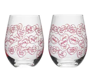 10 Stawberry Street Candy Hearts Stemless WineGlass Gift Set