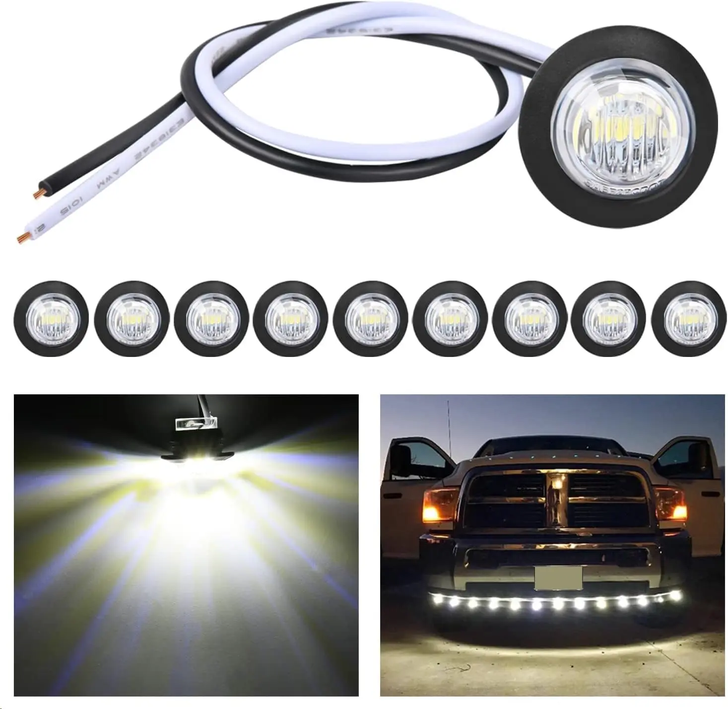 Nilight 10 PCS 3/4 in Round LED Clearance Indicators - Front Rear Side Bullet Markers for Truck, RV | Truck Accessories, Light, Truck Lights, Led Truck Pickup