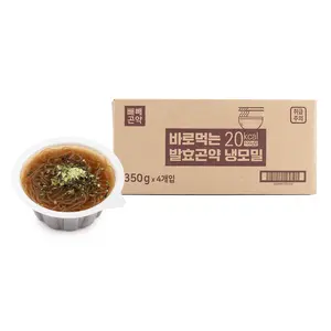 Healthy Traditional Ready-to-Eat Fermented Konjac Cold Soba - 350g*4 Pack, Asian Konjac Jelly Noodles, Korean Pantry Food Instant Noodles, Asian Noodles