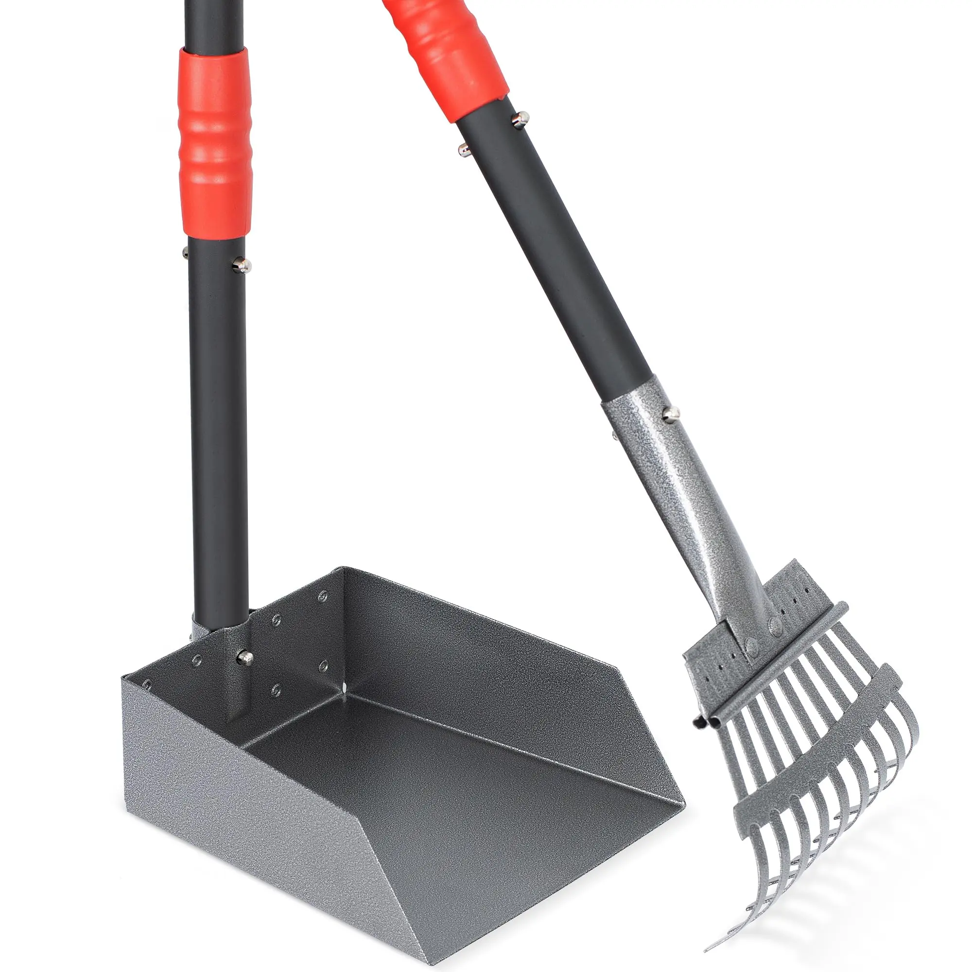 Dog Pooper Scooper Set - 2-Piece Durable Pet Waste Removal Supplies, Long Adjustable Stainless Steel Handle Tray, Rake, Folding, Easy Maintenance, Clean Design tiktokshopbacktoschool