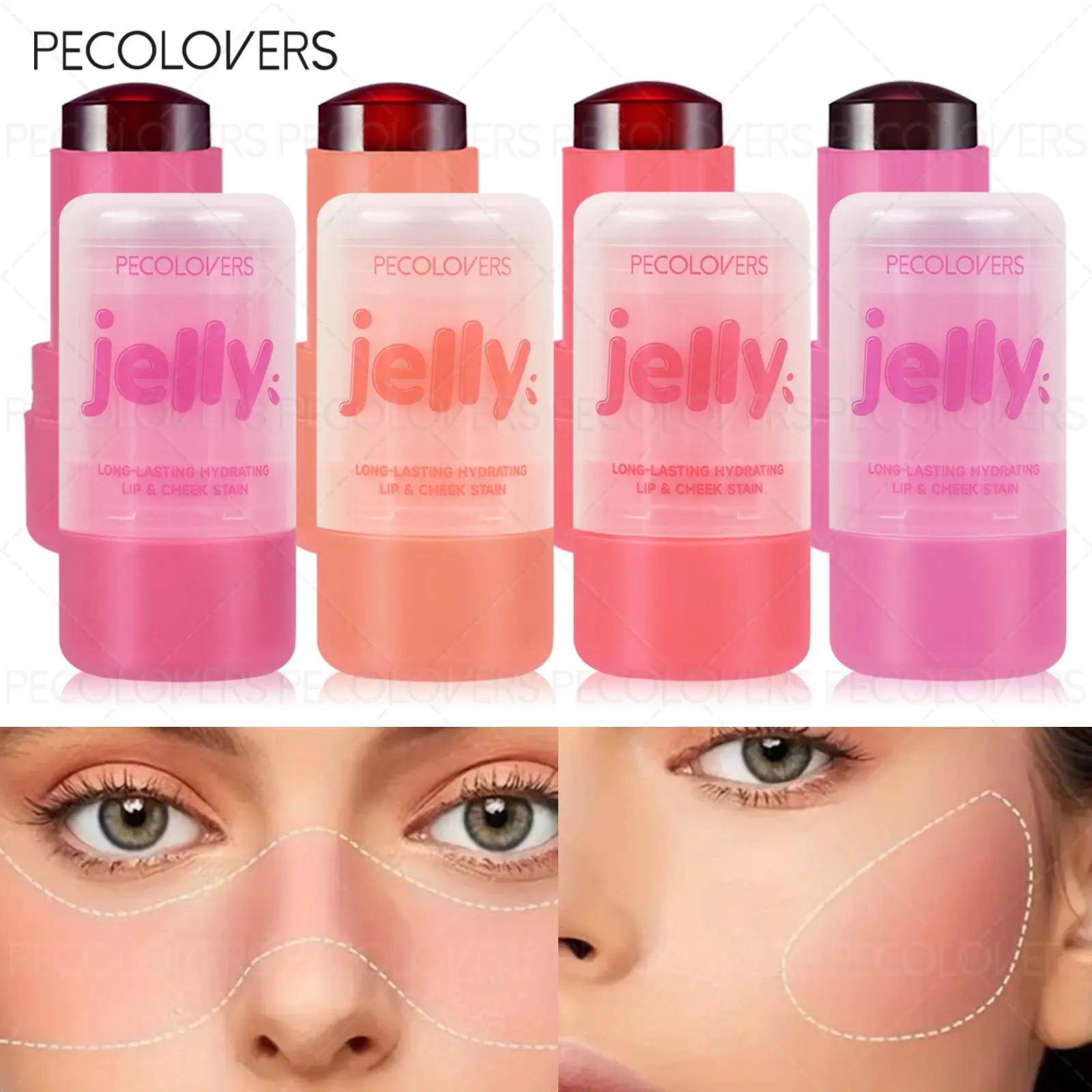 Blush Jelly Lipstick Rouge Cream Shimmer Glossy Blusher Stick Monochrome Blush Mud Matte Moisturizing Makeup Lip Tint Cheek Color