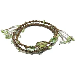 Handmade bohemian-style floral bracelet, featuring natural gemstones and the April birthstone, in a light ocean color scheme. Perfect for everyday wear, party gifts, and Valentine's Day presents. Stackable bracelet.