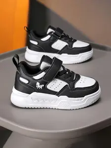 Fashionable Adjustable Low-Top Sneakers, Comfortable Lightweight Sports Shoes for Kids, PU Leather School Running Shoes, Trendy Trainers, Casual Trainer Shoes, Trainer Footwear