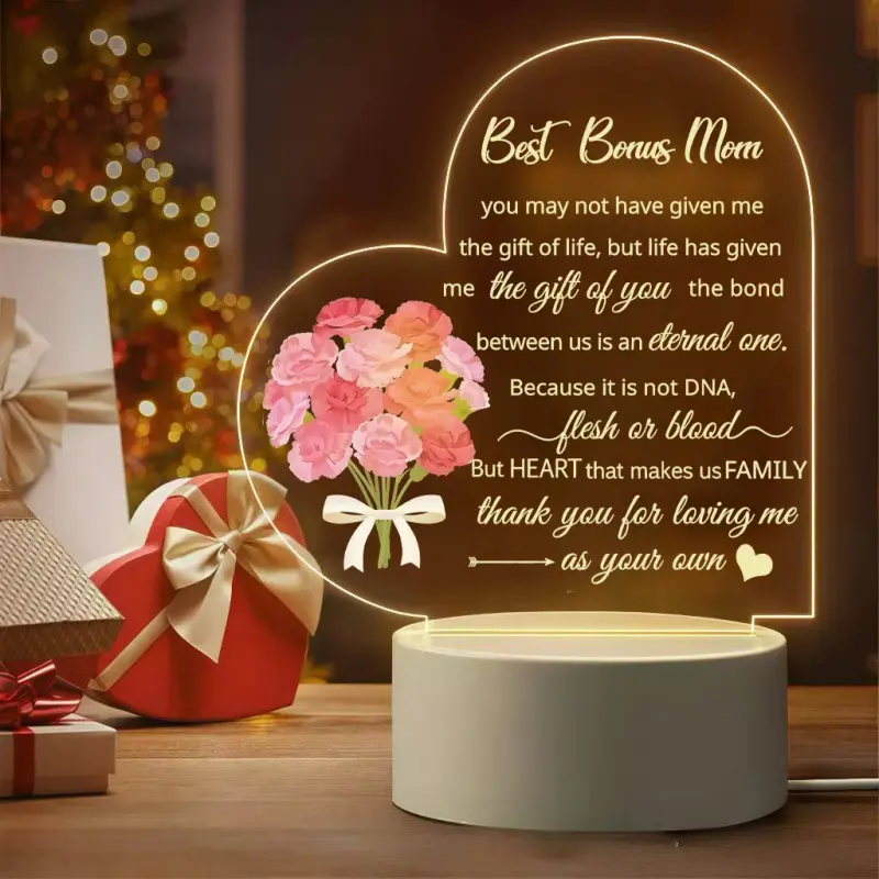 Engraved Night Lamp - Personalized Gifts, Symbol of Love, Meaningful Gift for Mom/Mother-in-Law, Home/Festive Decorative Light with Thoughtful Design, Versatile for Any Room, Ideal for Mother's Day, Birthday, Christmas