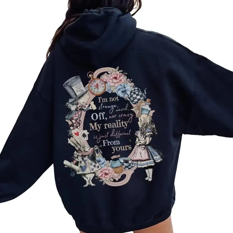 Vintage Alice Alice in Wonderland Hoodie Book Hoodie Bookish Things Alice in Wonderland Literary SweatShirt Reading Shirt Light Academia, Unisex For Men For Women